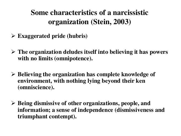 Characteristics of a narcissist